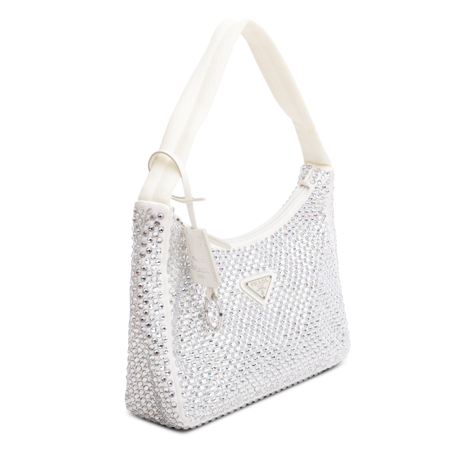 Prada Crystal Re Edition Bag Satin White Travel Bag