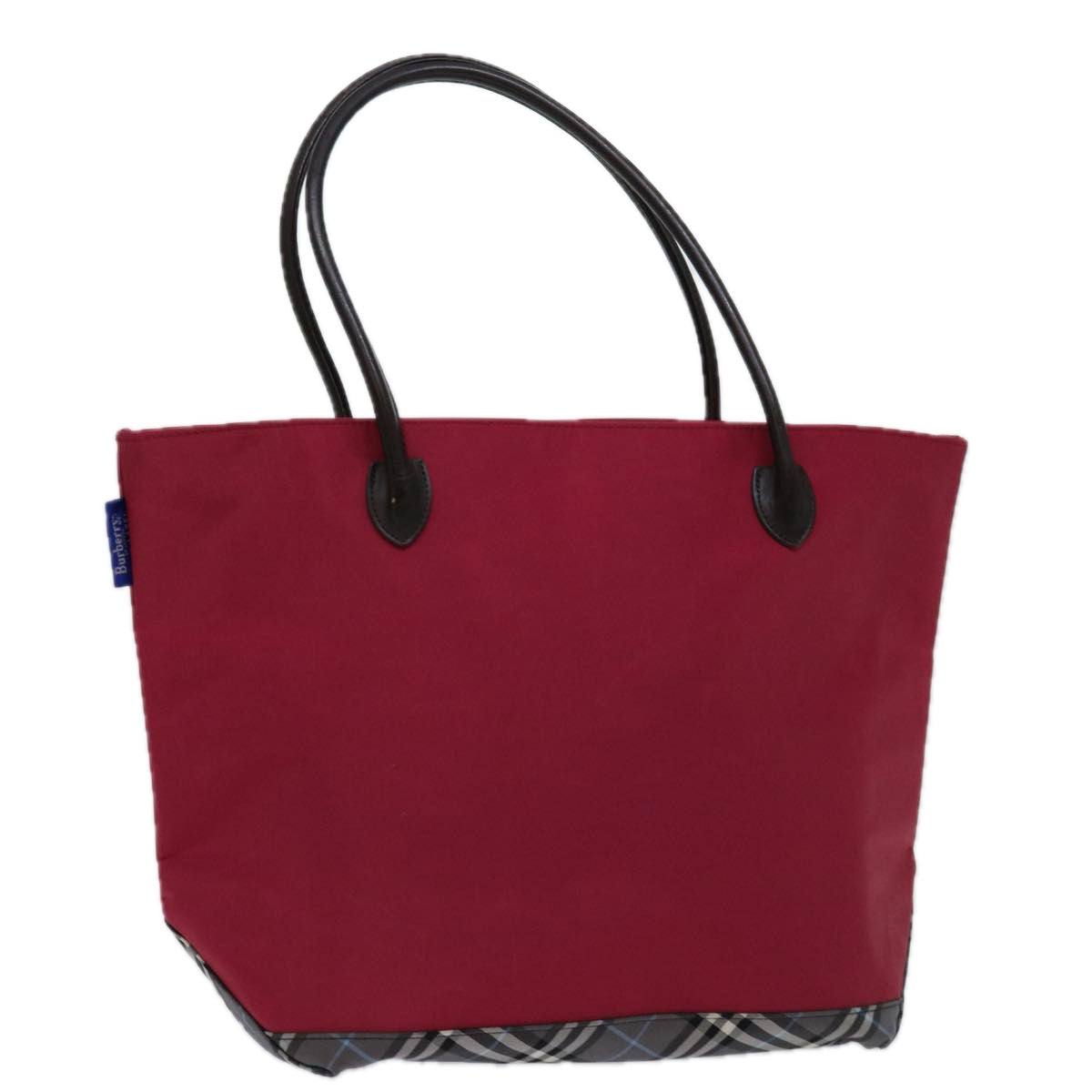 Burberry Luxury ss Label Tote Bag Auth Nylon Blue Red