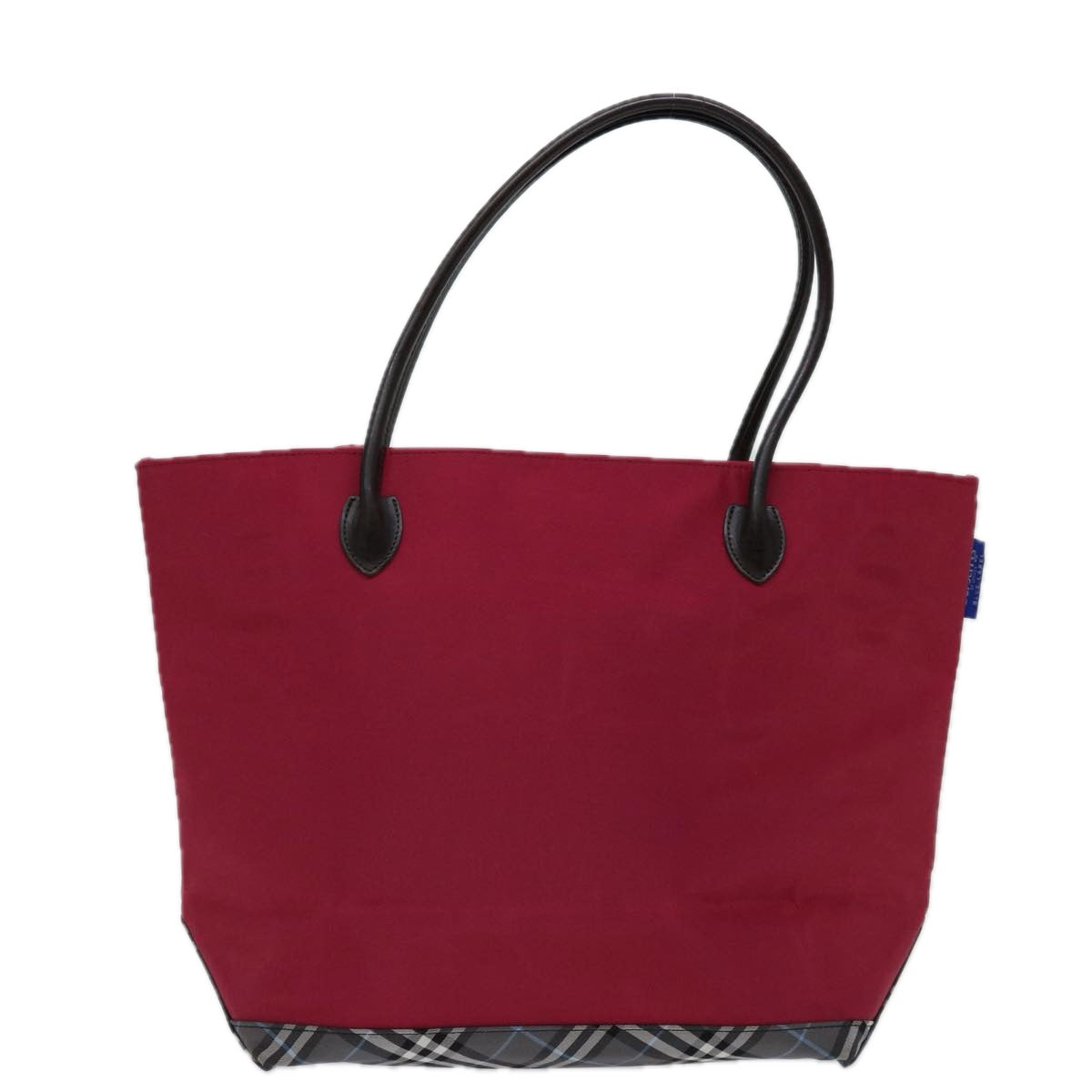Burberry Luxury ss Label Tote Bag Auth Nylon Blue Red