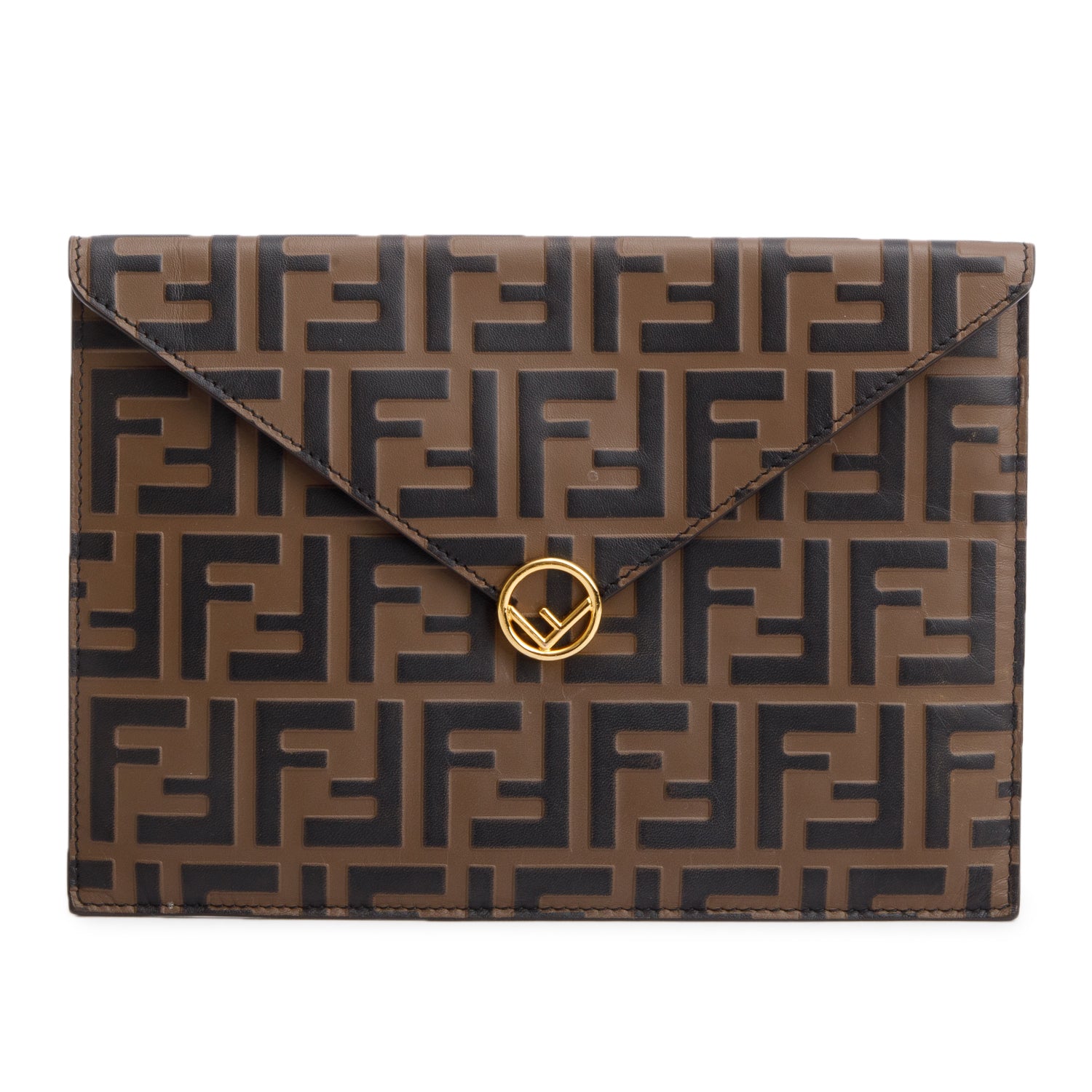 Fendi Vitello Ceylon Ff Embossed Ff Diamonds Flat Brown Shoes
