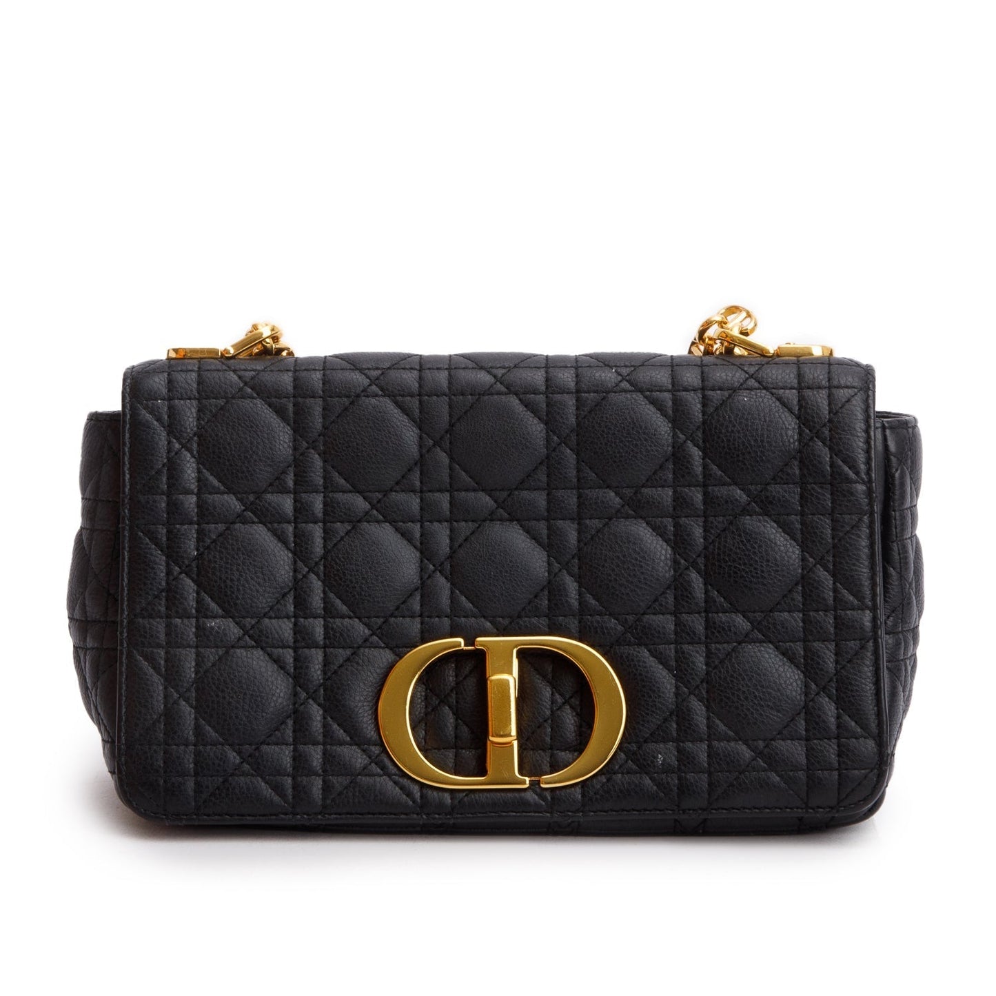 Dior Christian Supple Cannage Calfskin Caro Bag Black Medium Travel Bag