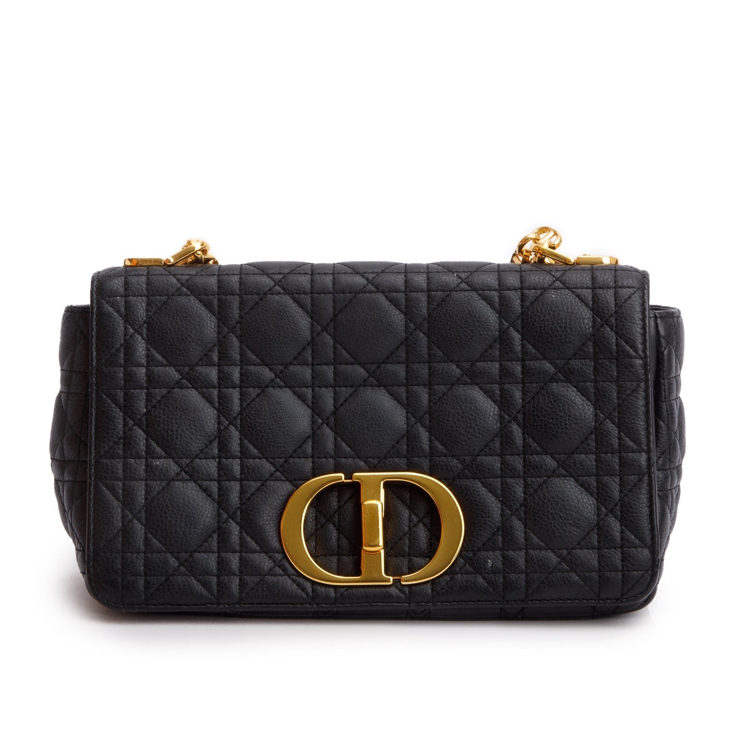Dior Christian Supple Cannage Calfskin Caro Bag Black Medium Travel Bag