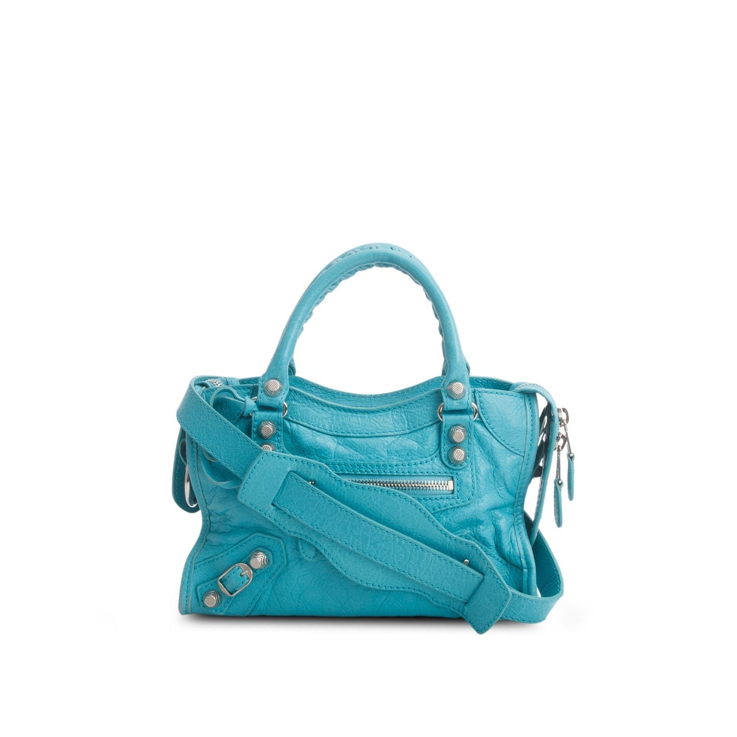Balenciaga Teal Arena Lambskin Classic City Bag Leather Mini Travel Bag
