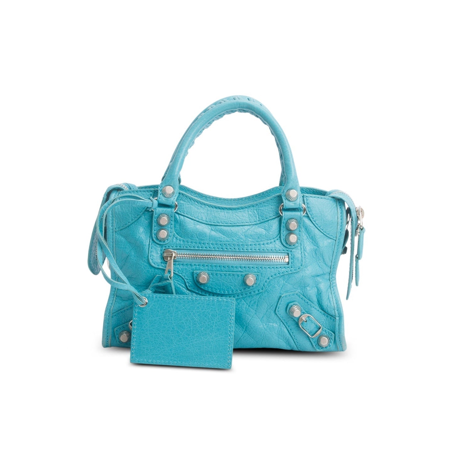 Balenciaga Teal Arena Lambskin Classic City Bag Leather Mini Travel Bag