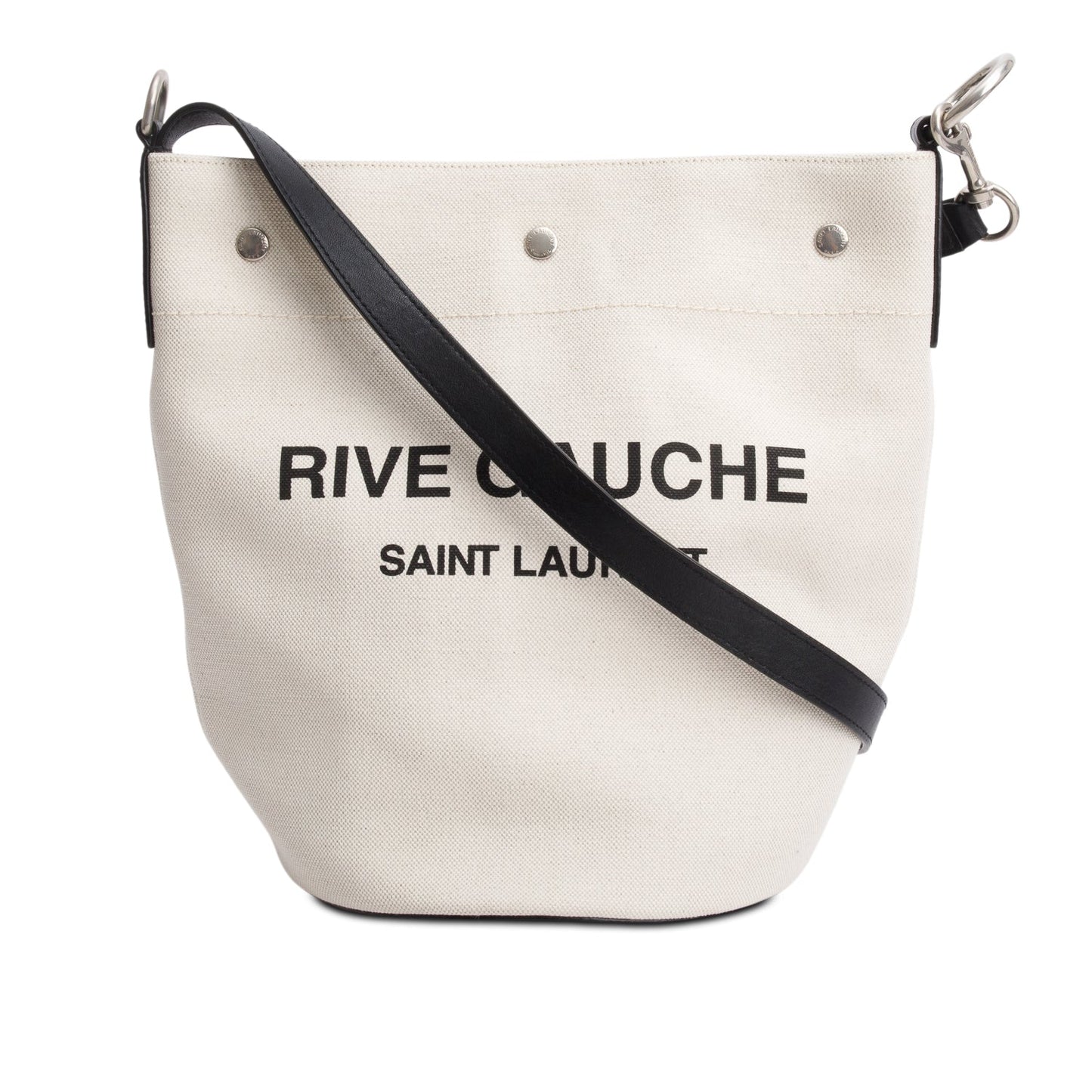 YSL Saint Laurent Linen Rive Gauche Bag Beige Bucket Bucket Bag