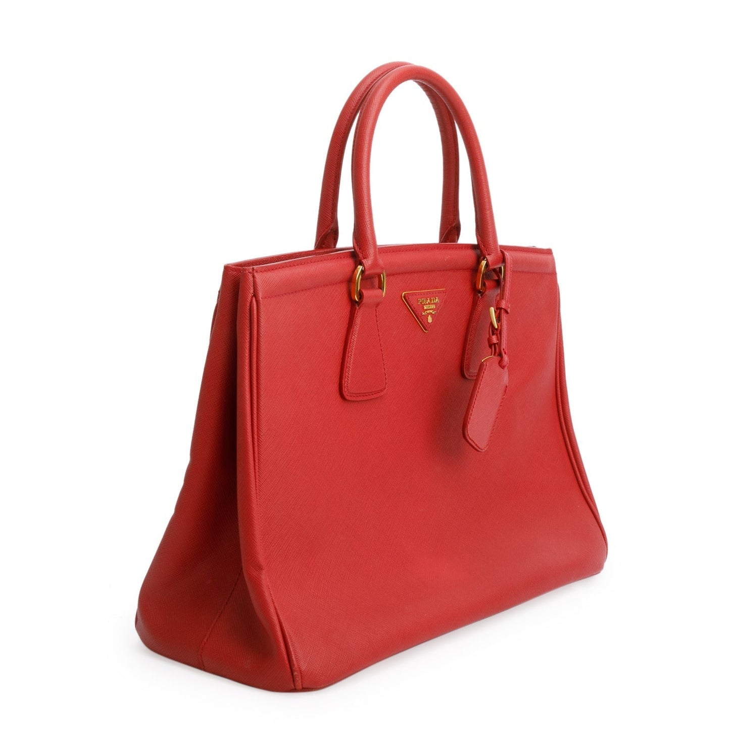 Prada Saffiano Lux Parabole Tote Handbag Red Medium Tote Bag