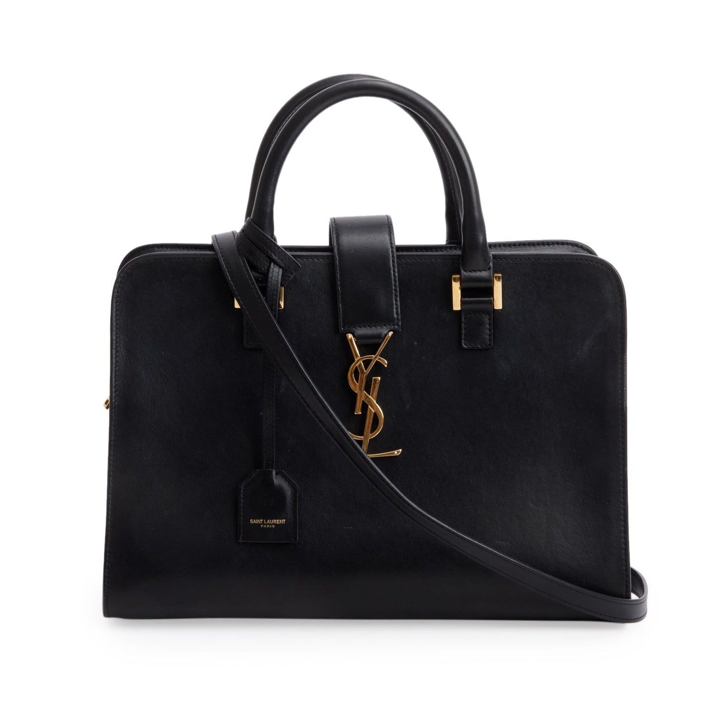 YSL Saint Laurent Calfskin Baby Cabas Tote Bag Leather Black