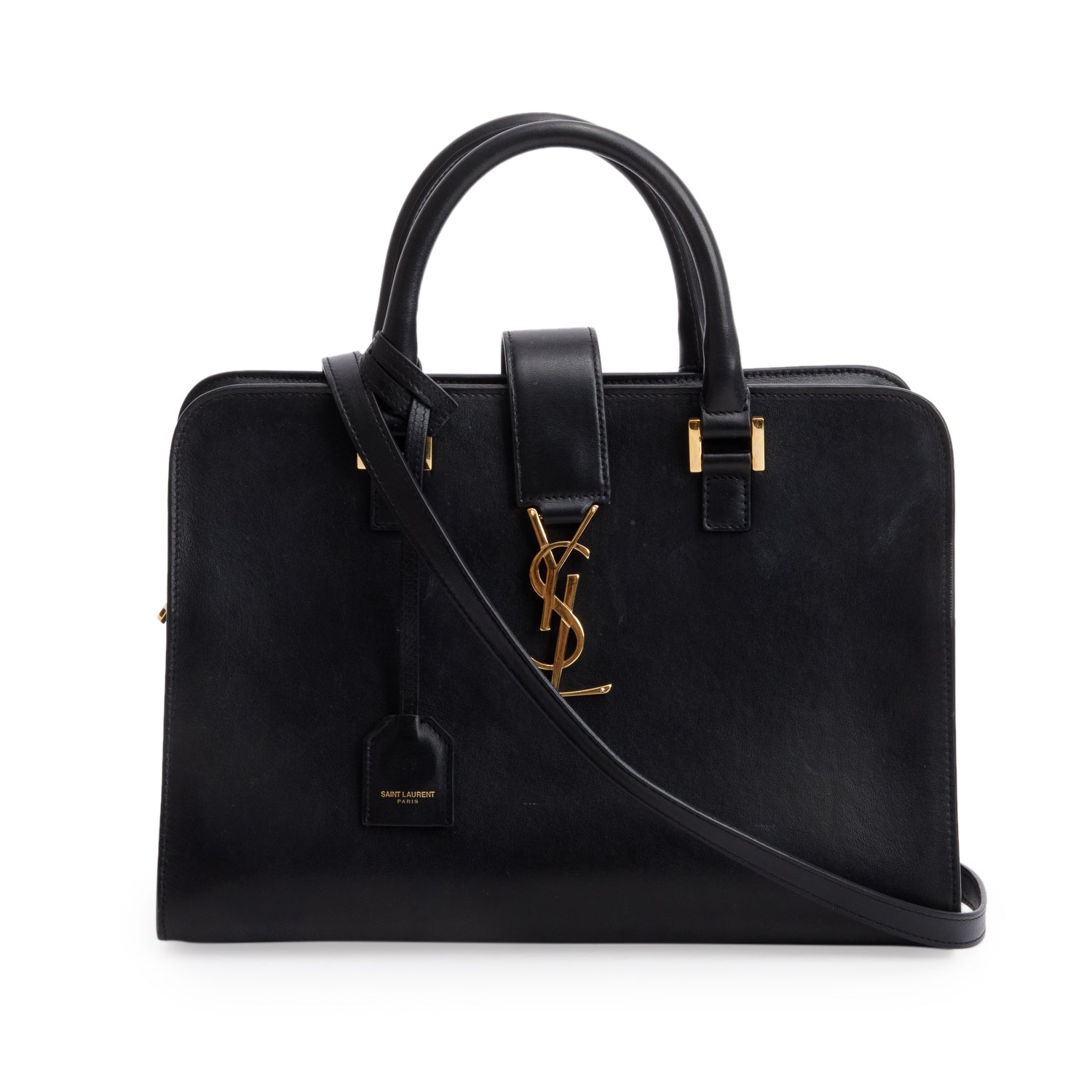 YSL Saint Laurent Calfskin Baby Cabas Tote Bag Leather Black