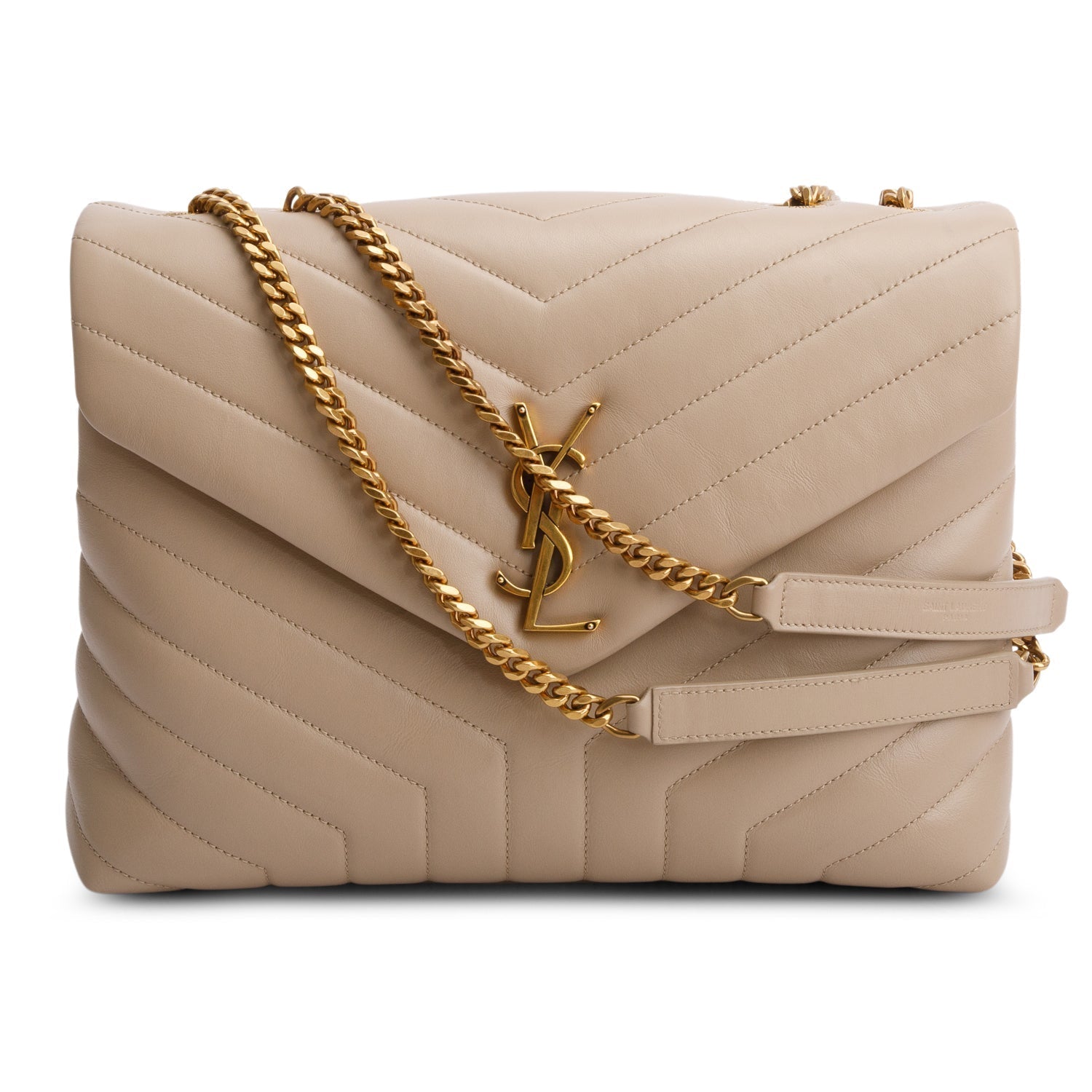 YSL Saint Laurent Calfskin Medium Loulou Chain Satchel Quilted Monogram Travel Bag