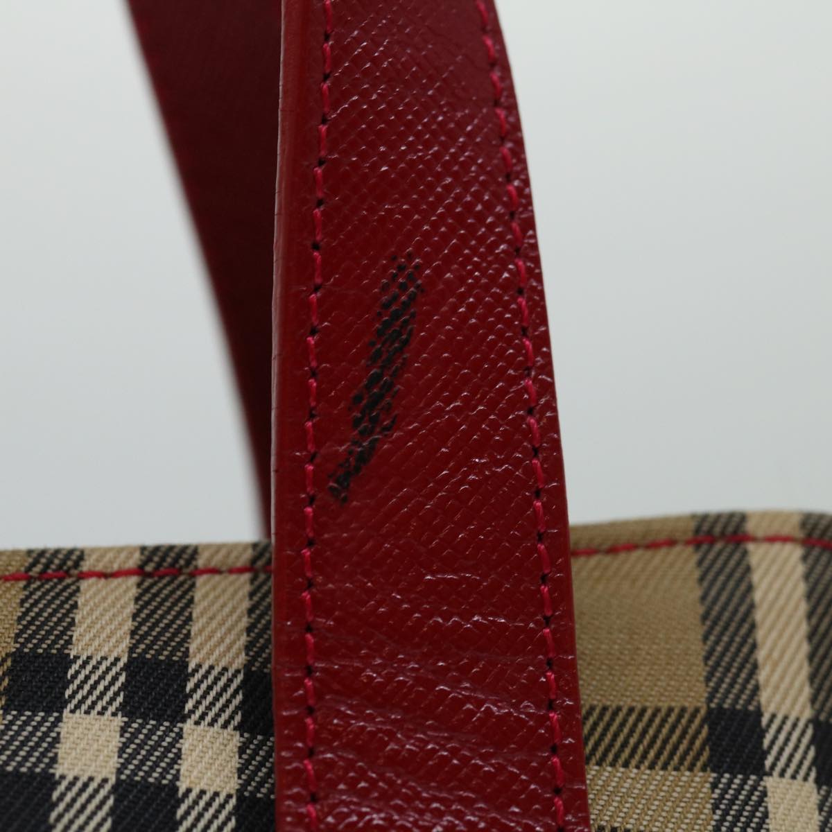 Burberry Luxury Nova Check Tote Bag Auth Canvas Beige Red Red Auth 69899