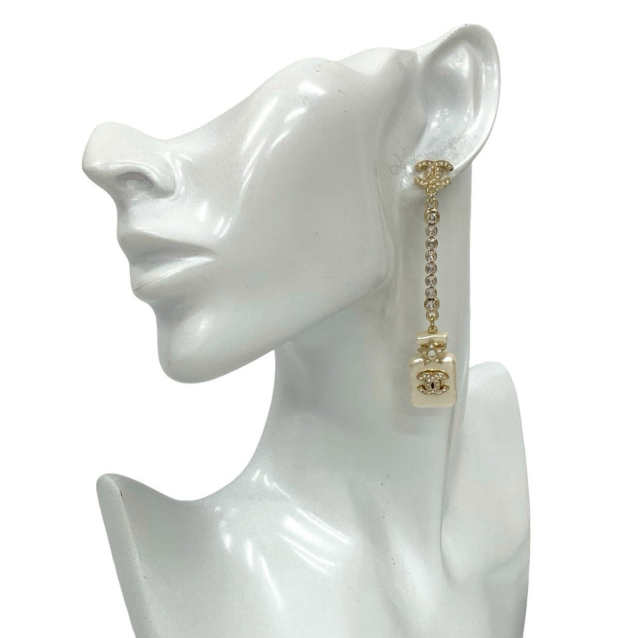 Chanel Pierce Plated Perfume Bottle Swing Pierce Handbag Denim Gold Jewelry