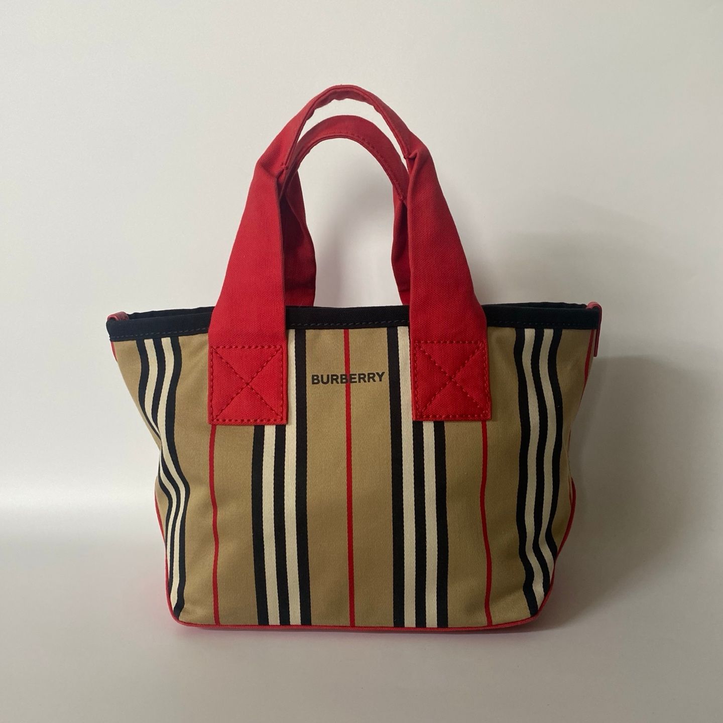 Burberry Luxury Girls Icon Stripe Tote Bag Canvas