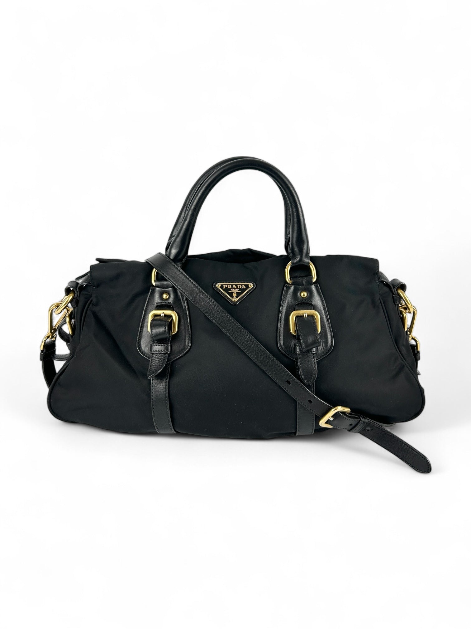Prada Handbag Tessuto Satchel with extension strap Nylon Black Satchel Bag