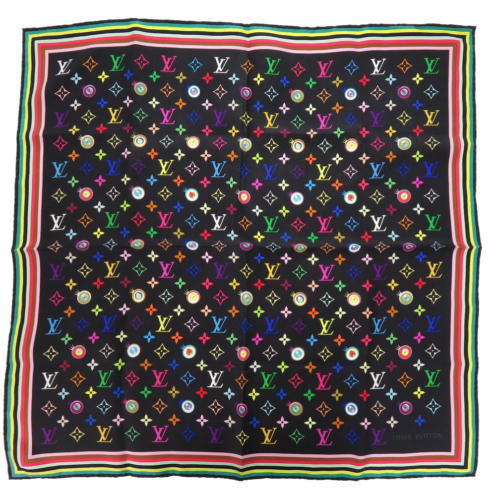 Louis Vuitton scarf M71916 silk Noir i Monogram Multicolor