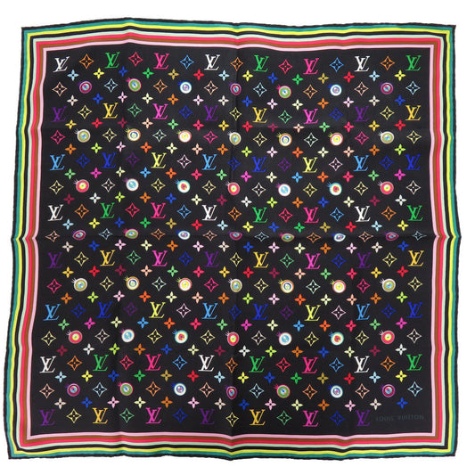 Louis Vuitton scarf M71916 silk Noir i Monogram Multicolor