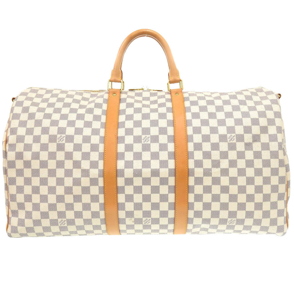 Louis Vuitton Boston Duffel N41429 Damier Azur Canvas White Travel Bag