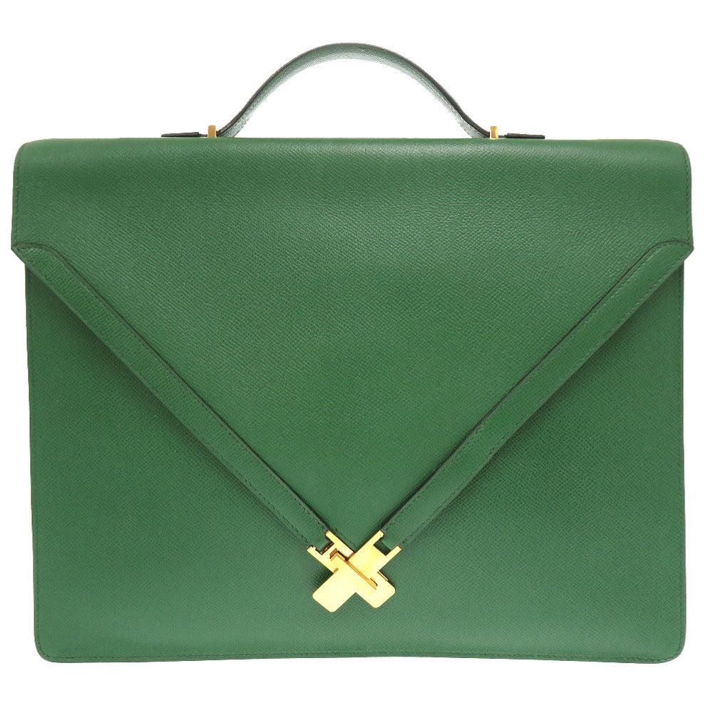 Hermes Briefcase Courchevel Vert Kelly Cross Handbag Travel Bag