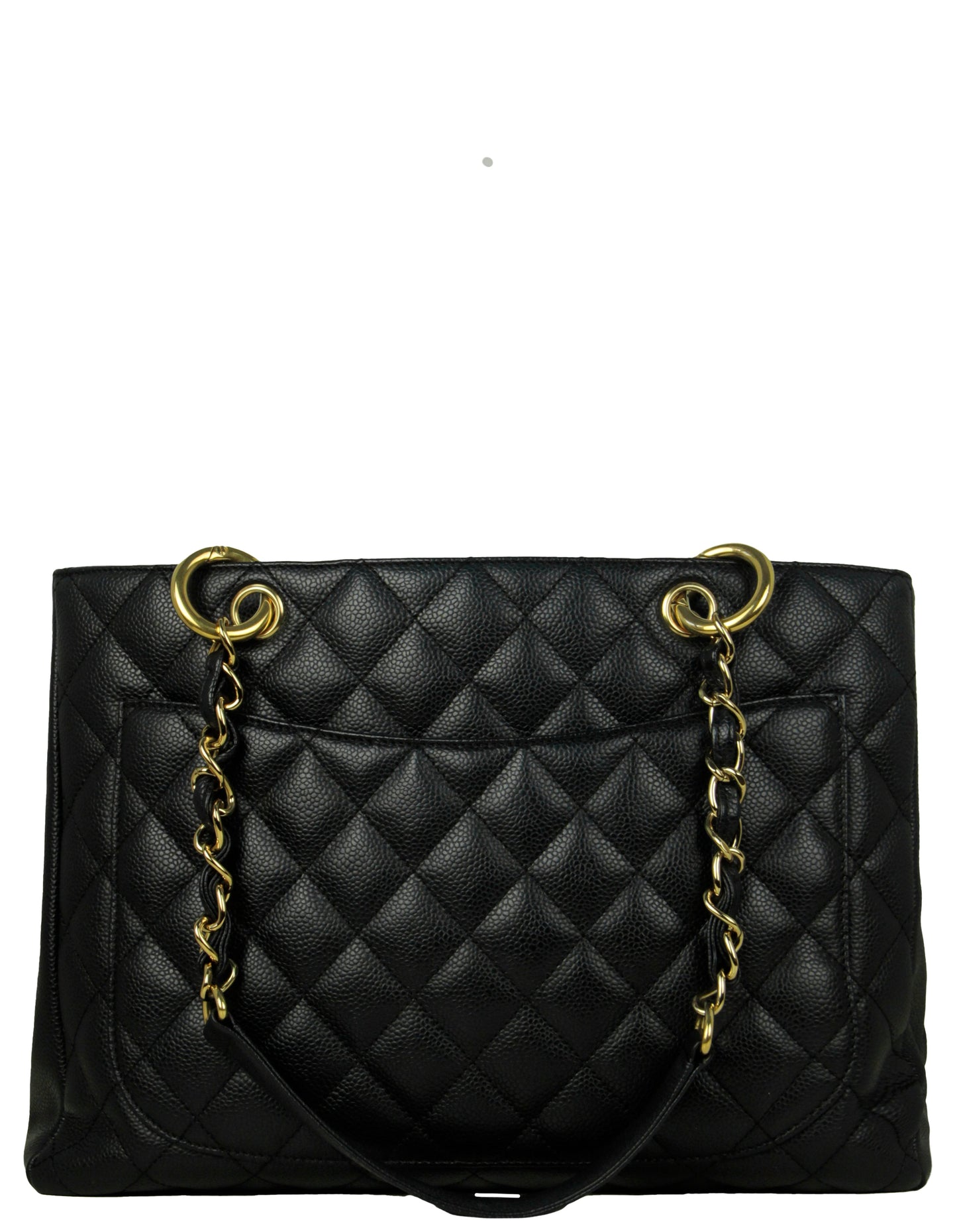 Black Caviar Leather Quilted Grand Shopper Tote GST Bag Signature