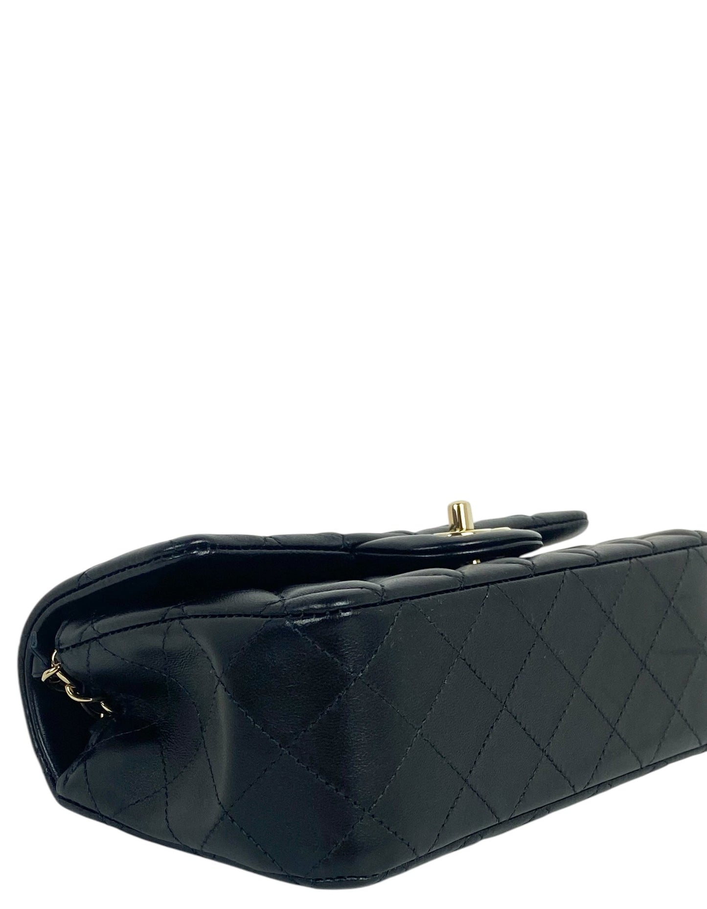 Black Lambskin Rectangular Mini Flap Bag Signature
