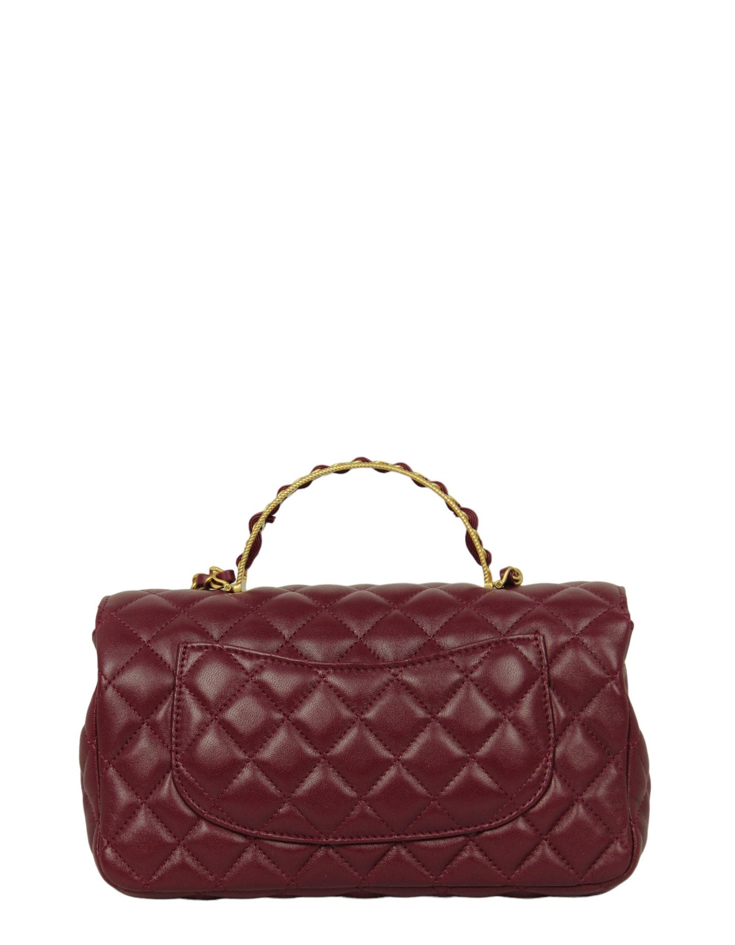 Chanel Burgundy Lambskin Leather Flapbag w/ Handle Bag