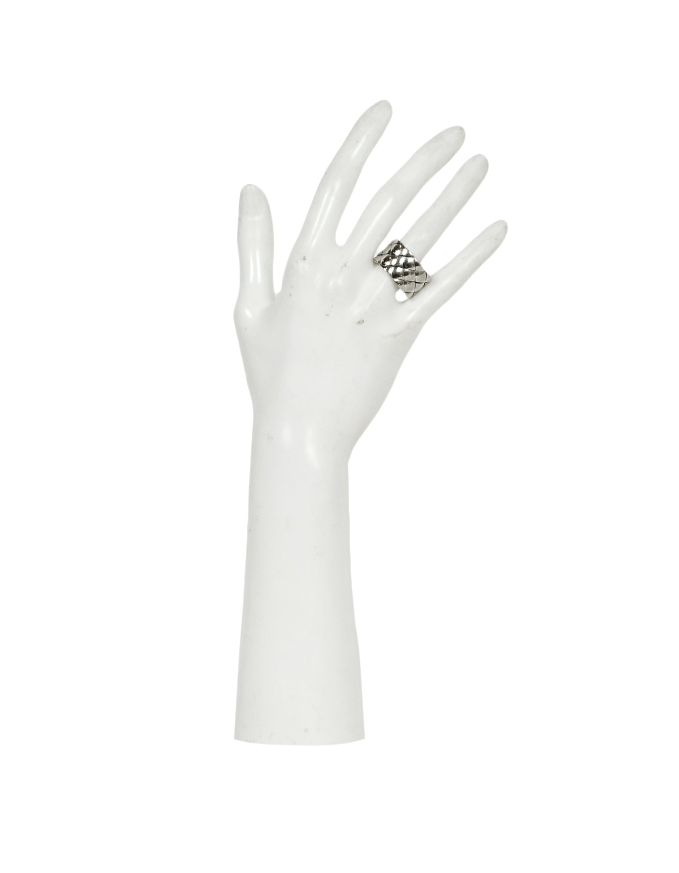 Chanel White Gold Coco Crush Matelasse Thick Band Ring 52/6