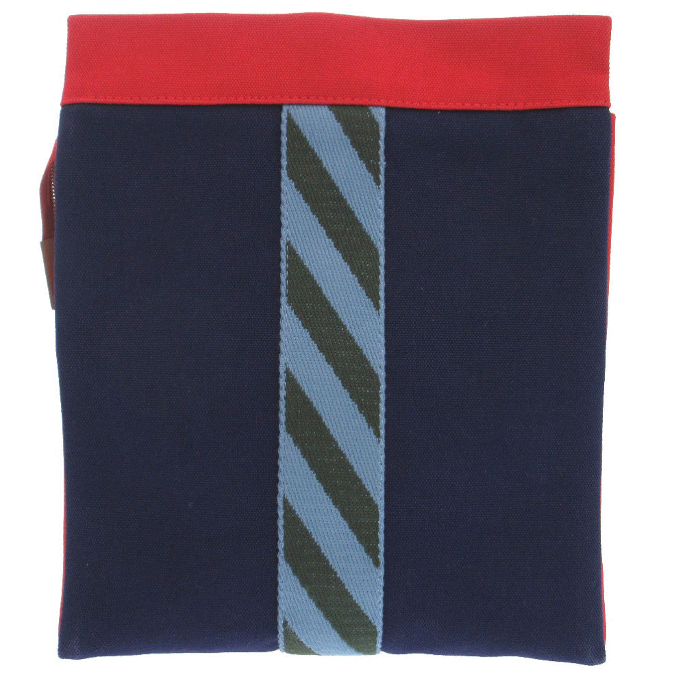 Hermes Clutch Bag Cotton Jimetu Jumping High Case Mens Canvas Navy
