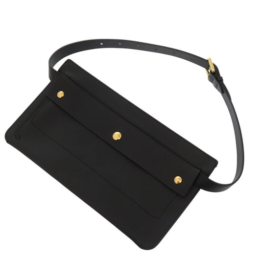 Burberry Waist Bag Unisex Unisex Leather Black Travel Bag