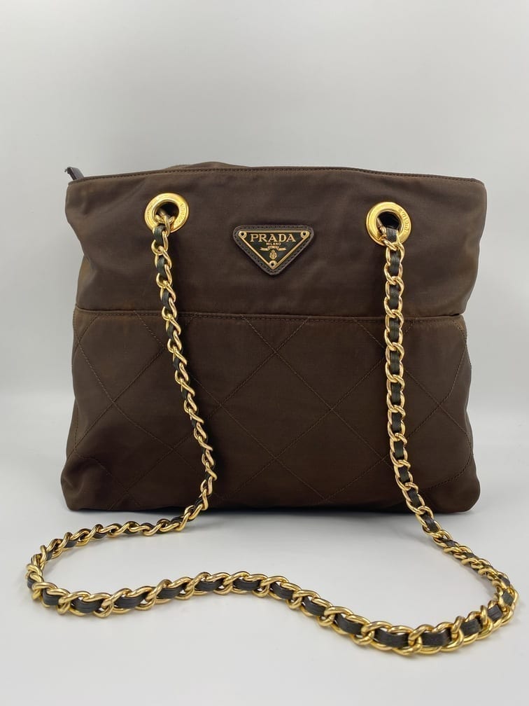 Prada Shoulder Bag With Handle Nylon Chain Chain Handle 2