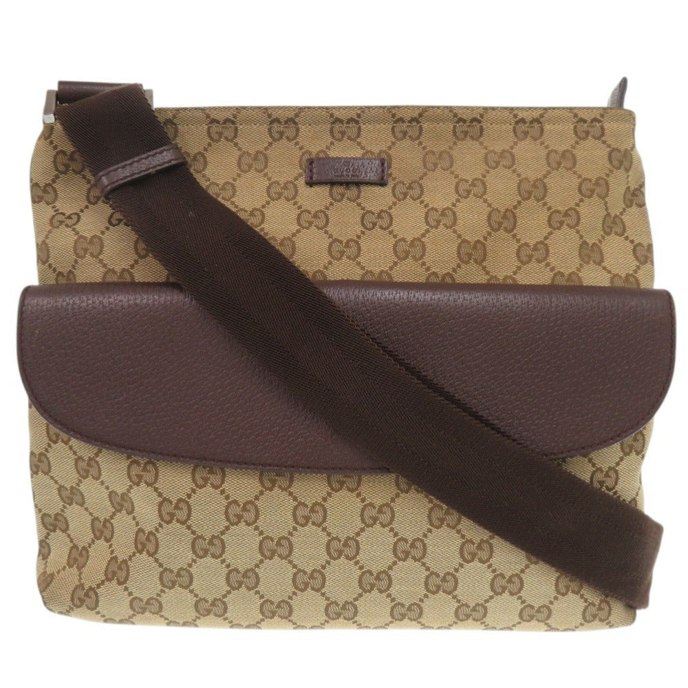 Gucci GG Leather Canvas Beige Shoulder Bag 6G1072E5Nb