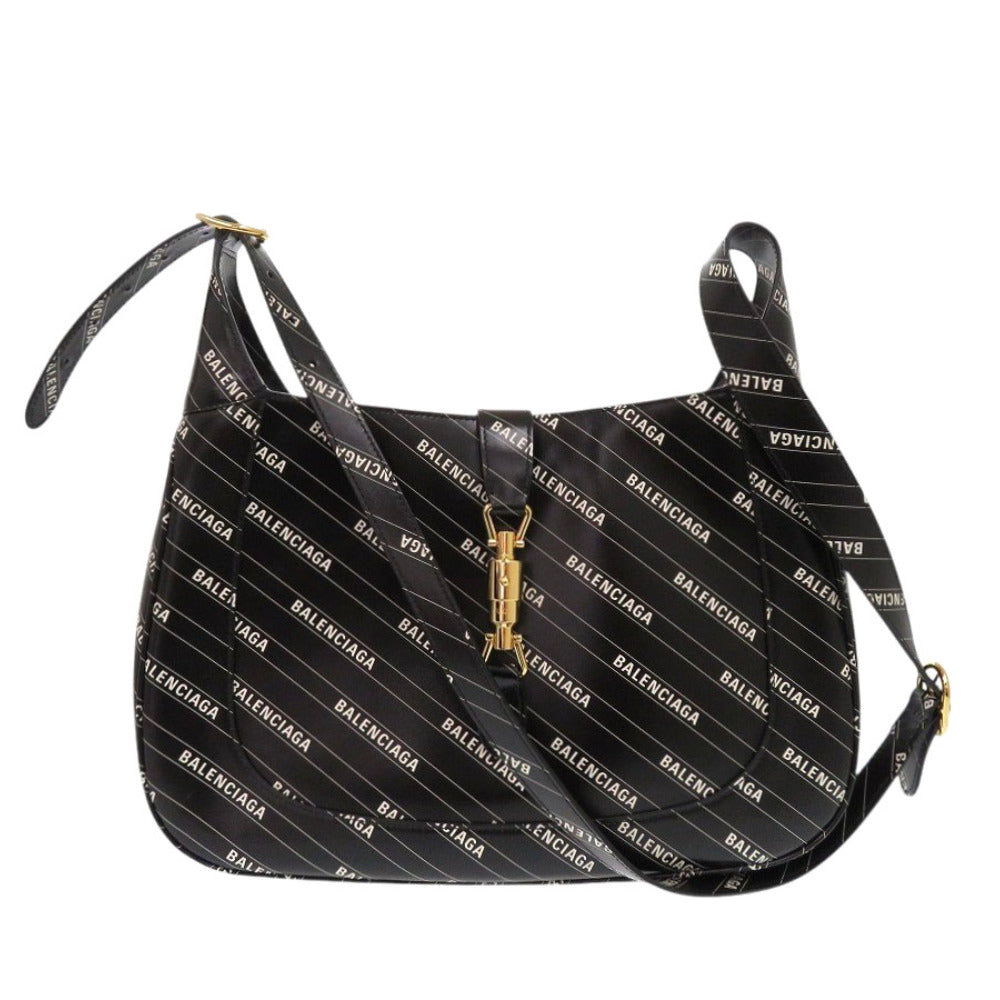 Gucci Hacker Project Balenciaga Collaboration Jackie Leather Black Shoulder Bag