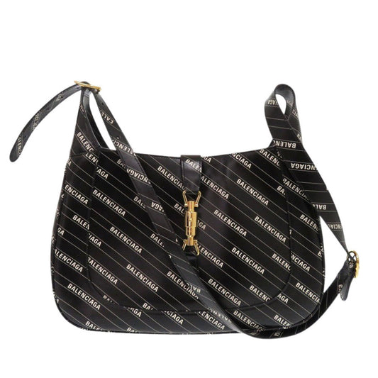 Gucci Hacker Project Balenciaga Collaboration Jackie Leather Black Shoulder Bag
