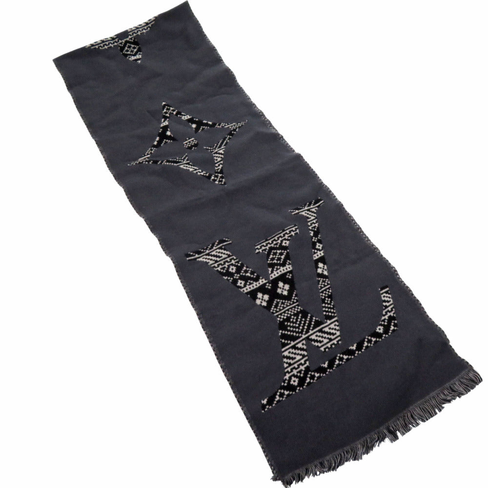 Louis Vuitton Scarf M77947 Escharp Two-Sided Scarf Monogram Wool Gray Apparel