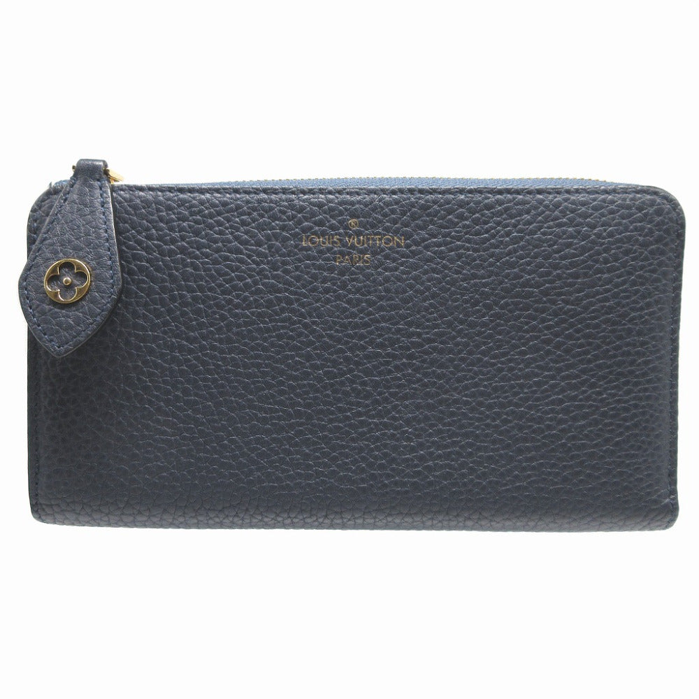 Louis Vuitton Long Purse M68582 Marine L-shaped Leather Blue Wallet Case
