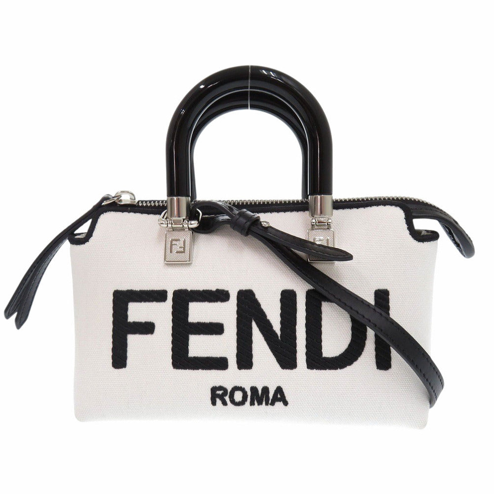 Fendi Handbag 8Bs067 Anvg By The Way Women Leather Canvas White Travel Bag
