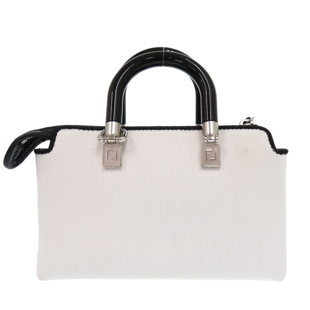 Fendi Handbag 8Bs067 Anvg By The Way Women Leather Canvas White Travel Bag