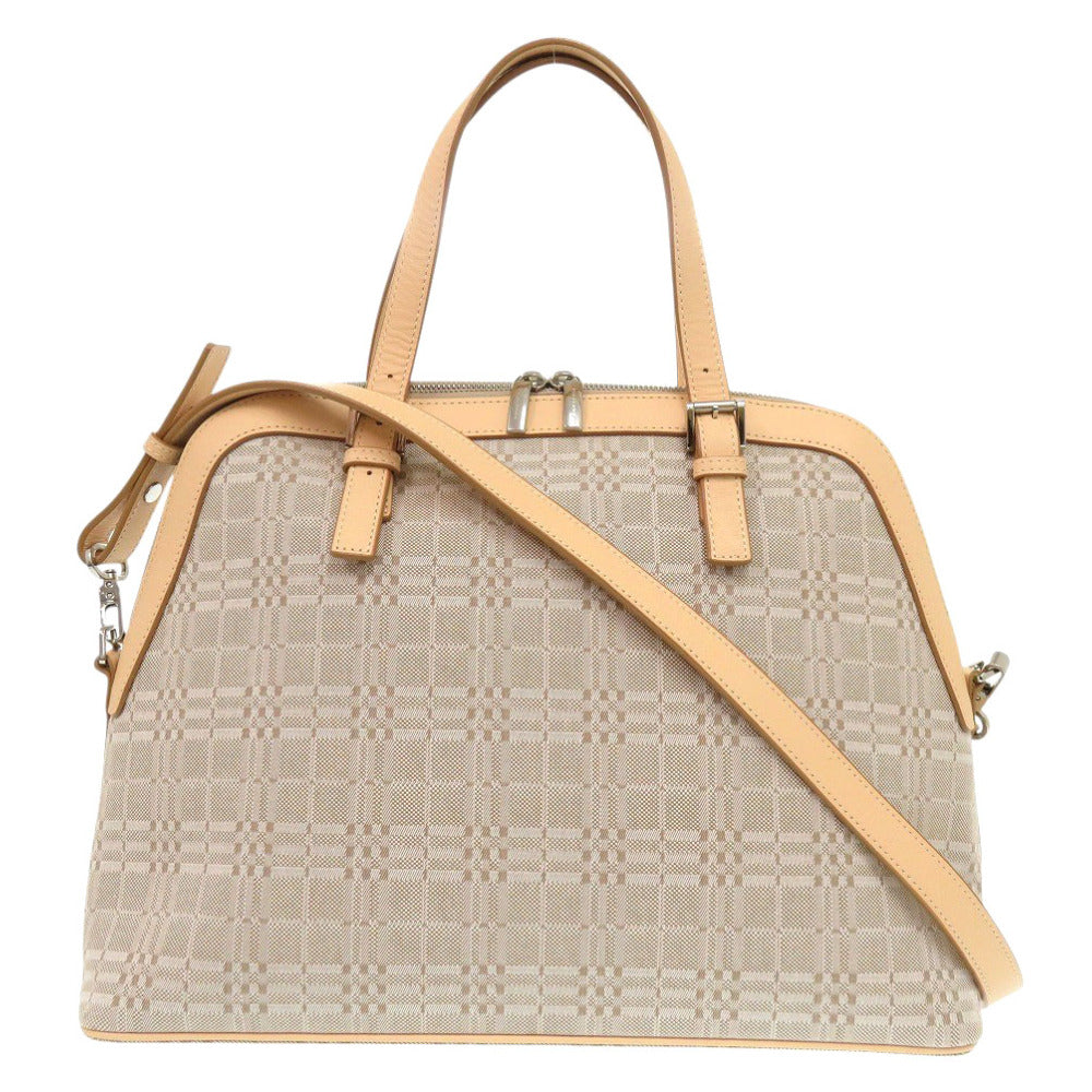 Burberry Women Handbag Leather Canvas Beige Travel Bag