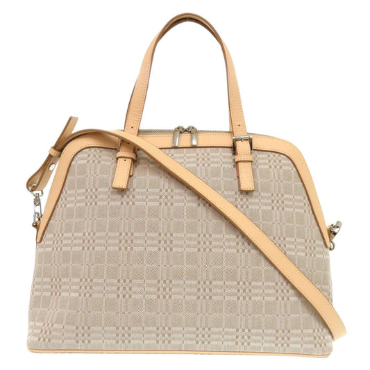 Burberry Women Handbag Leather Canvas Beige Travel Bag