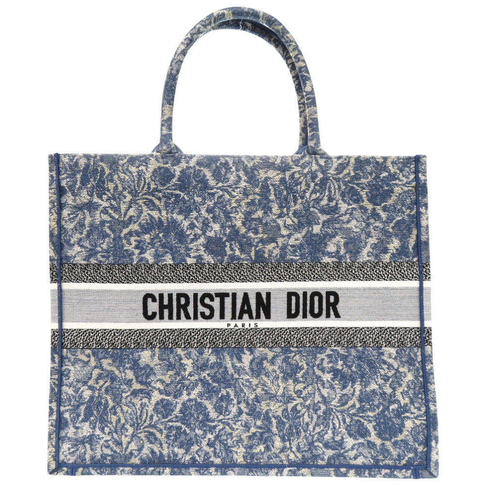 Dior Christian Tote Bag Book Tote Women Canvas Blue