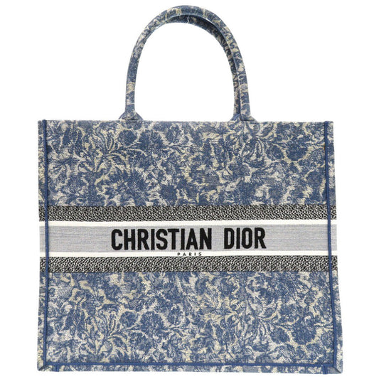 Dior Christian Tote Bag Book Tote Women Canvas Blue