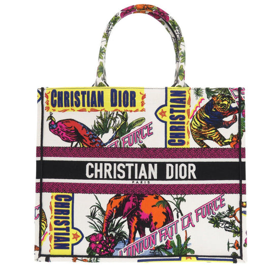 Dior Christian Tote Bag Book Tote Women Canvas White