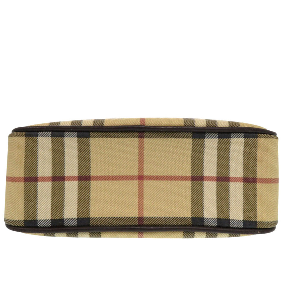 Burberry Pvc Coated Nova Check Women Handbag Leather Canvas Beige Travel Bag