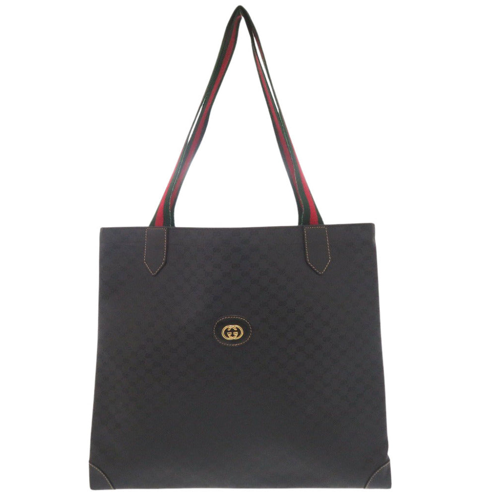 Gucci 002-63- PVC Old Sherry Line Black Tote Bag