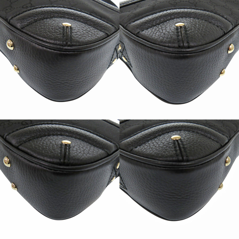 Gucci Crest Leather Nylon Black Shoulder Bag