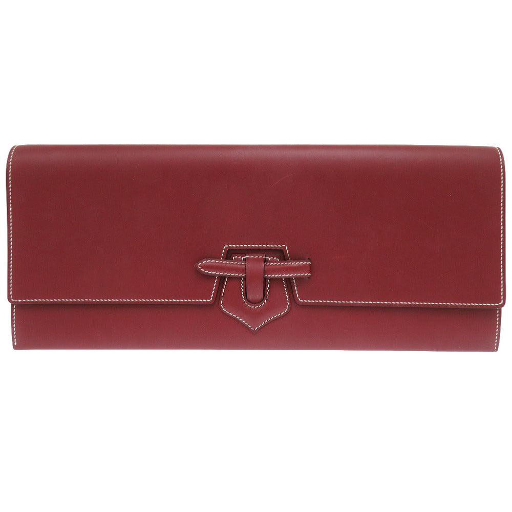 Hermes Clutch Bag Vaux Chamonix Rouge Ash Women Unisex
