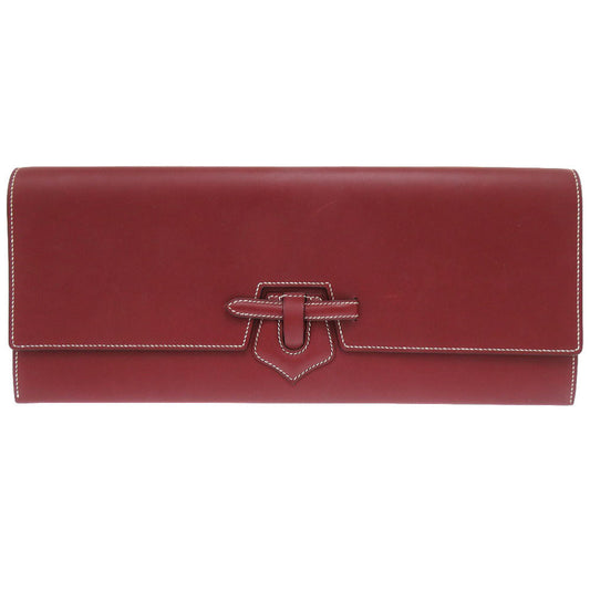 Hermes Clutch Bag Vaux Chamonix Rouge Ash Women Unisex