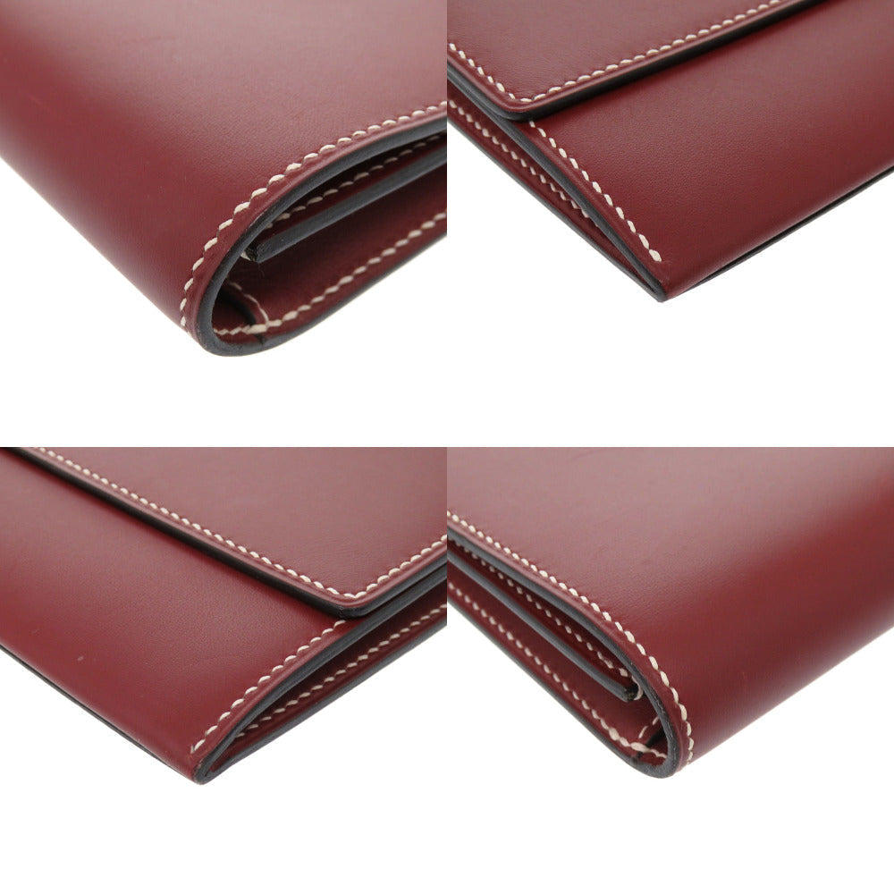 Hermes Clutch Bag Vaux Chamonix Rouge Ash Women Unisex