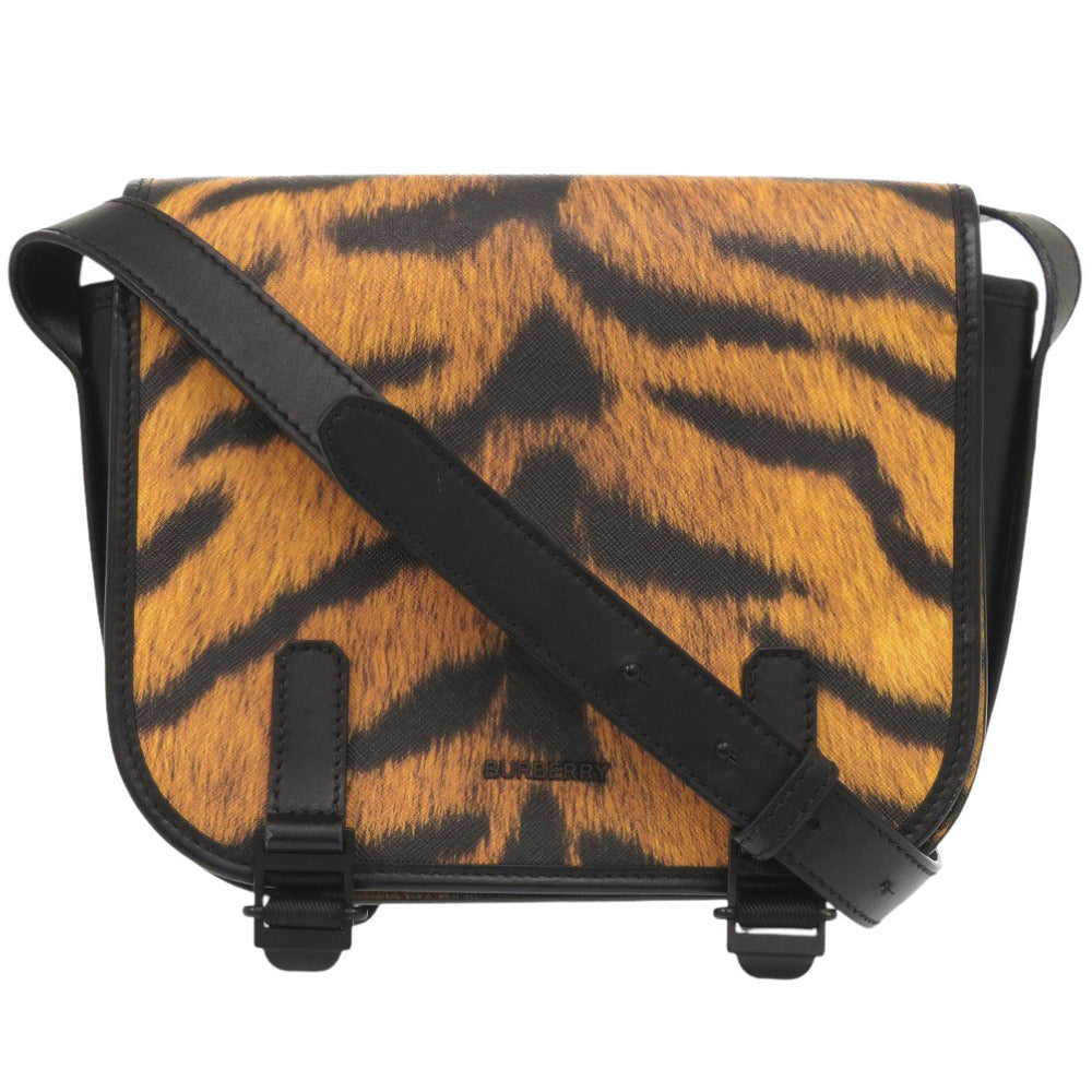 Burberry Shoulder Bag Leopard Women Leather Black