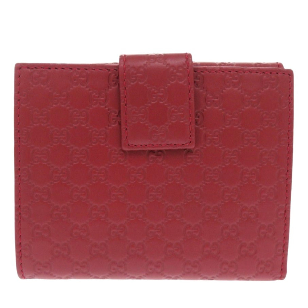 Gucci Bifold Micro Guccisima Leather Red Wallet Case