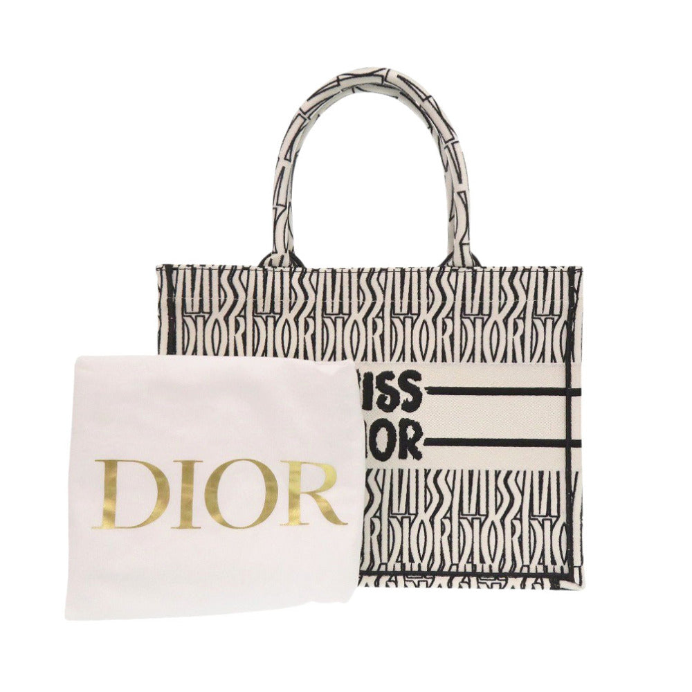 Dior Christian Handbag Book Tote In Embroidery Women(Unisex) Canvas White Tote Bag