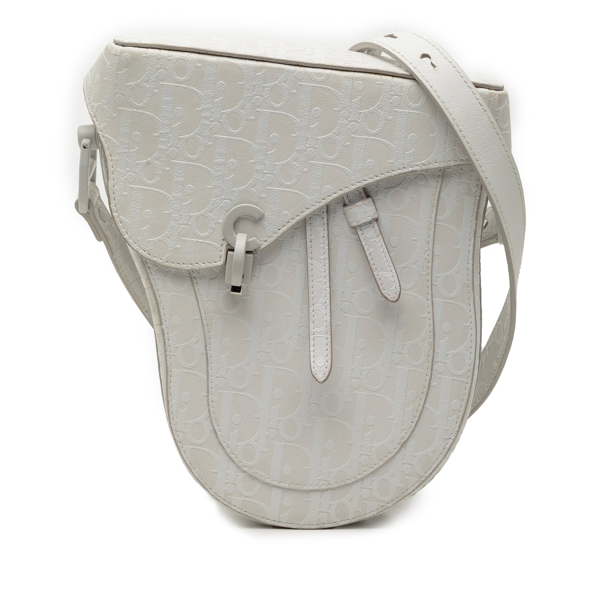 Dior Handbag Oblique Calfskin Saddle Boxy Crossbody White Crossbody Bag